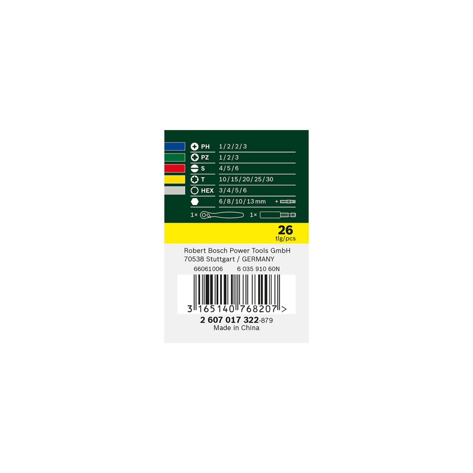 Bosch Professional Bit-Set Bosch 26-teiliges Schrauberbit- und Ratschen-Set 2607017322