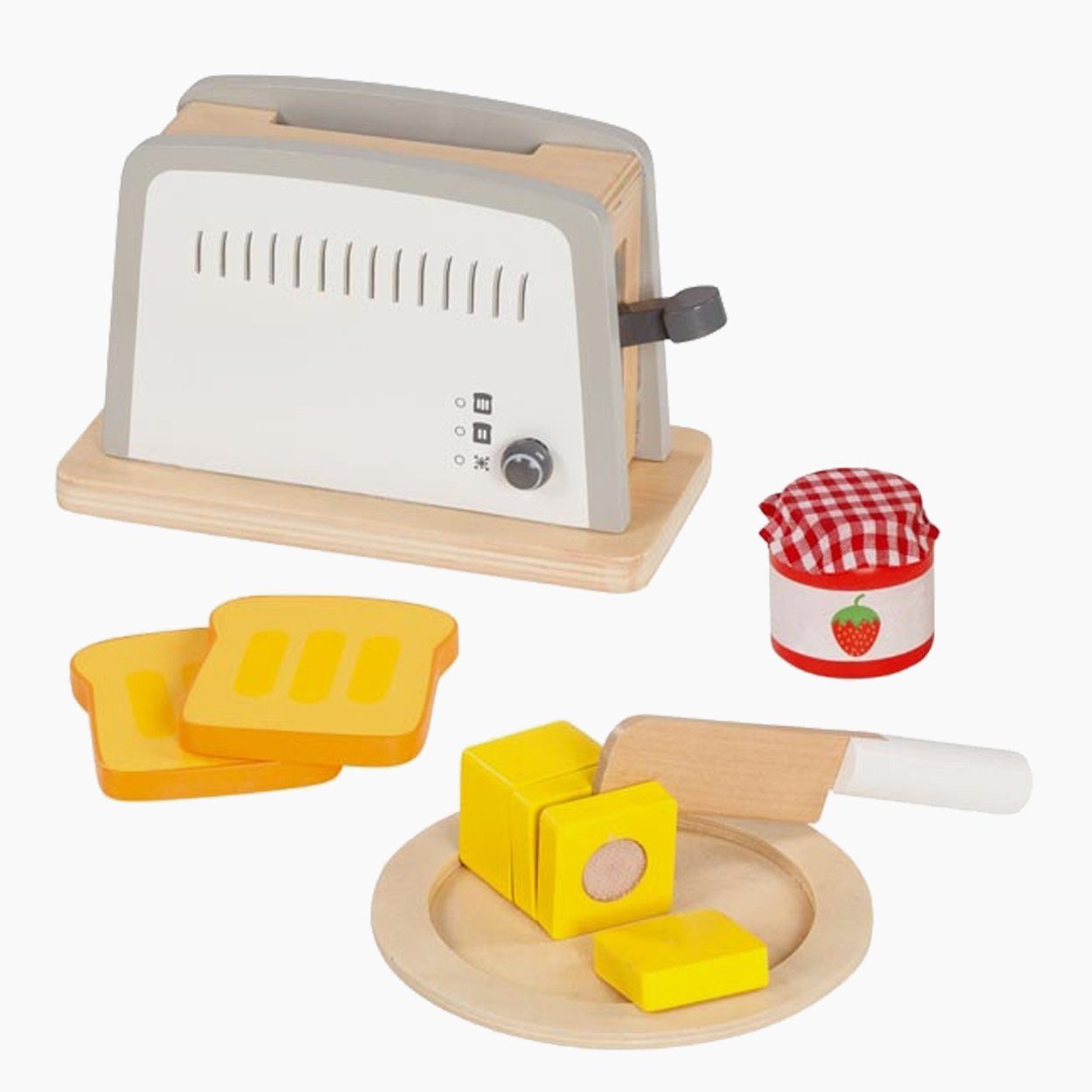 goki Kinder-Toaster Toaster Holzspielzeug-Klassiker, (packung, 10-tlg., spar set), mit Tostscheiben aus Holz