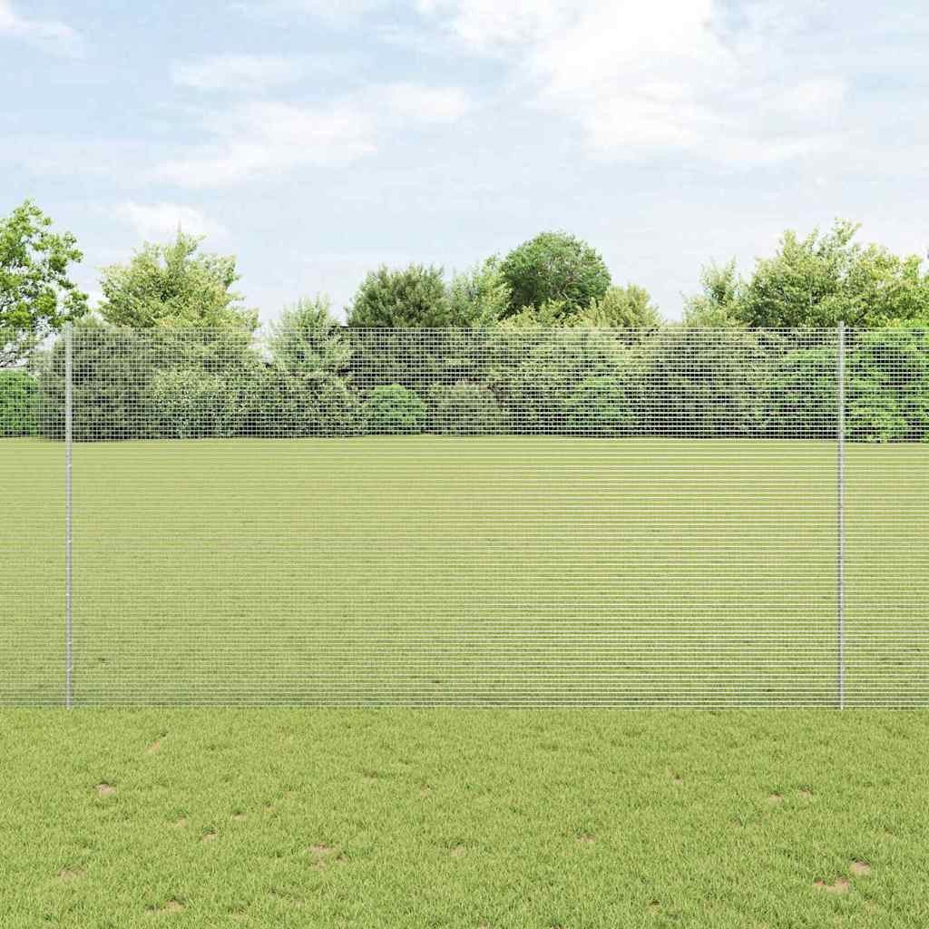 vidaXL Zaun, Zaun mit Pfosten Silber 1,6 x 50 m Stahl
