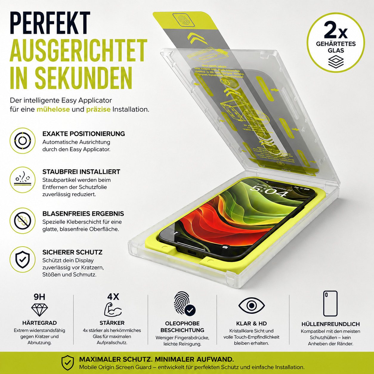 Mobile Origin Displayschutzglas 2x Panzerglas für iPhone 17 Pro Max Displayschutz Schutzglas für Apple iPhone 17 Pro Max, 2er Pack, 2 Stück, 9H Härte, Anti-Fing – Bild 4 von 5
