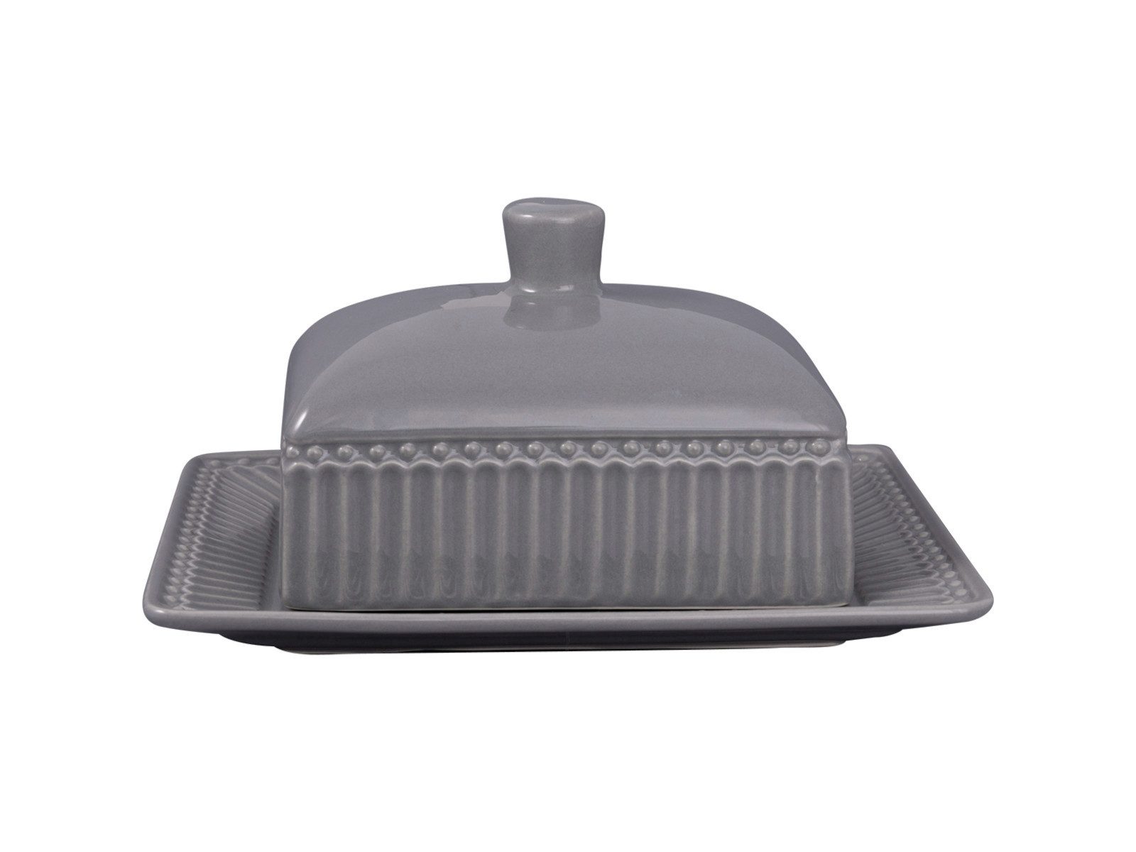 Greengate Butterdose Alice Butterdose stone grey medium 17x14cm, Stoneware