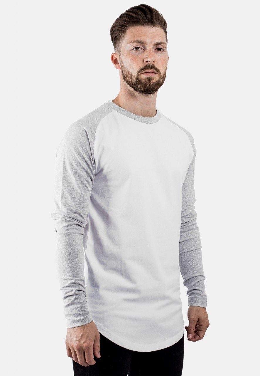 Weiß T-Shirt X-Large Grau Longshirt T-Shirt Baseball Blackskies