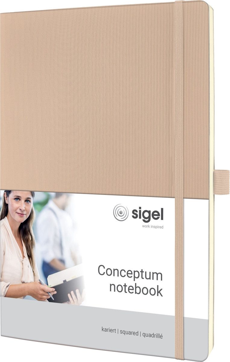 Sigel Notizbuch Notizbuch Conceptum A4 97 Blatt Softcover kariert 80g beige