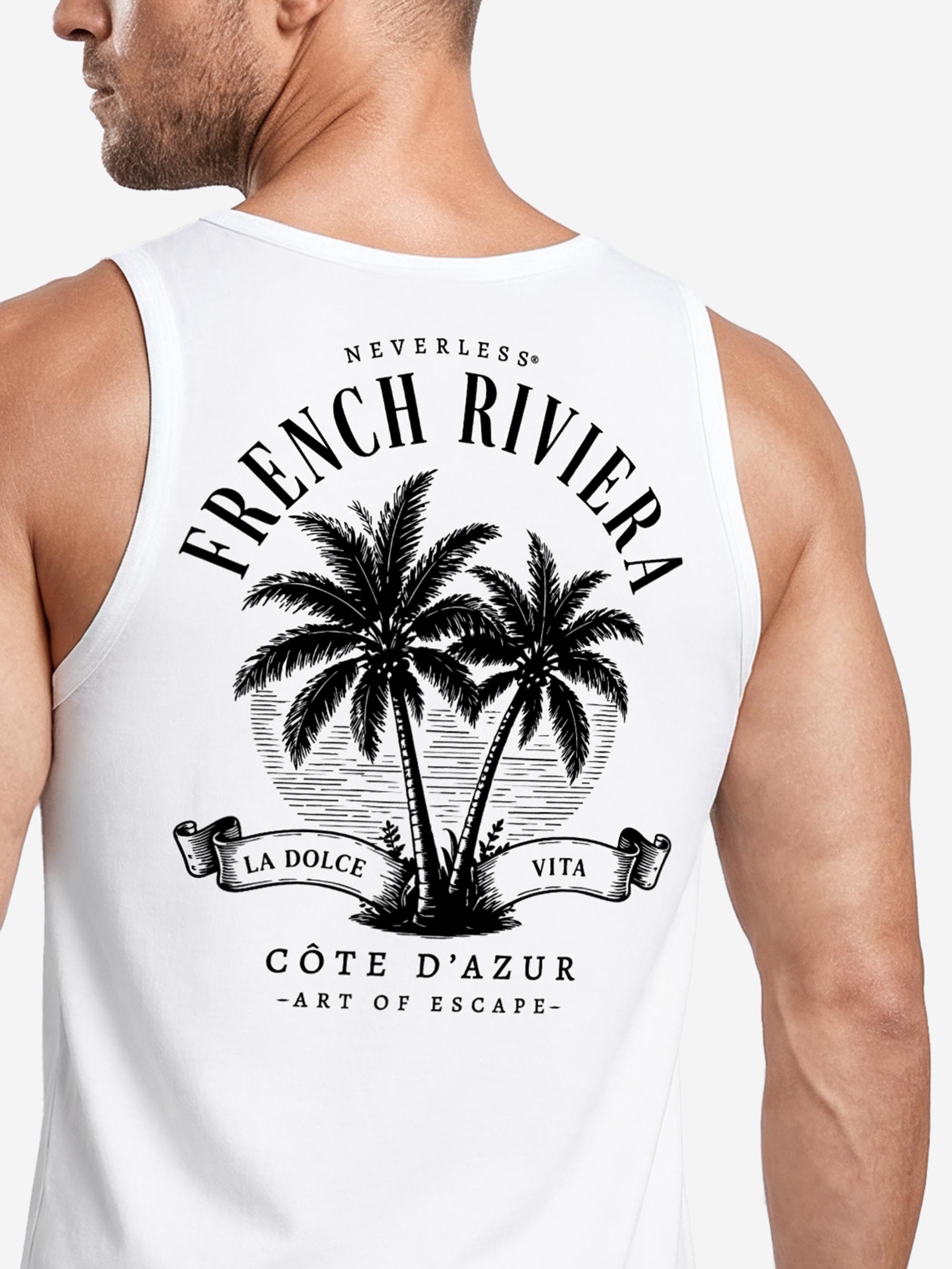 Neverless Tanktop Tanktop Herren mit Grafik-Print - Design French Riviera - Trägershirt mit Print