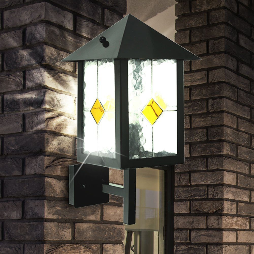 etc-shop inklusive, nicht Außen-Wandleuchte, Wand Leuchtmittel Landhaus Stil 2er Technik Set Tiffany Leuchte Außen Lampe