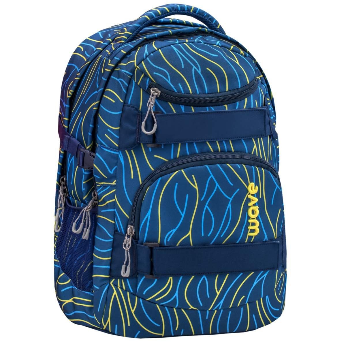 Wave Schulrucksack Infinity, Schultasche, ab 5. Klasse, weiterführende Schule, Mädchen, Jungen Yellow Lines