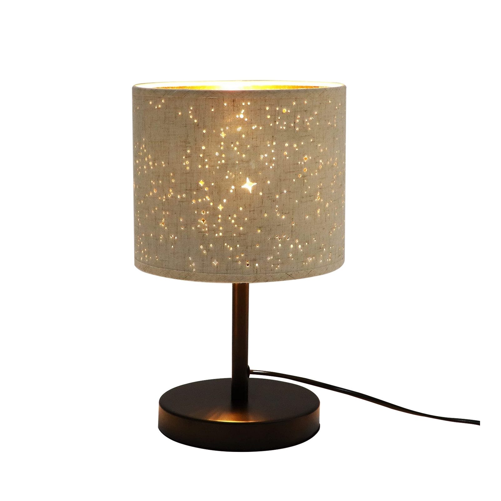 Nettlife Nachttischlampe Tischleuchte E27 Sternenhimmel Stoff-Schirm, mit K günstig online kaufen
