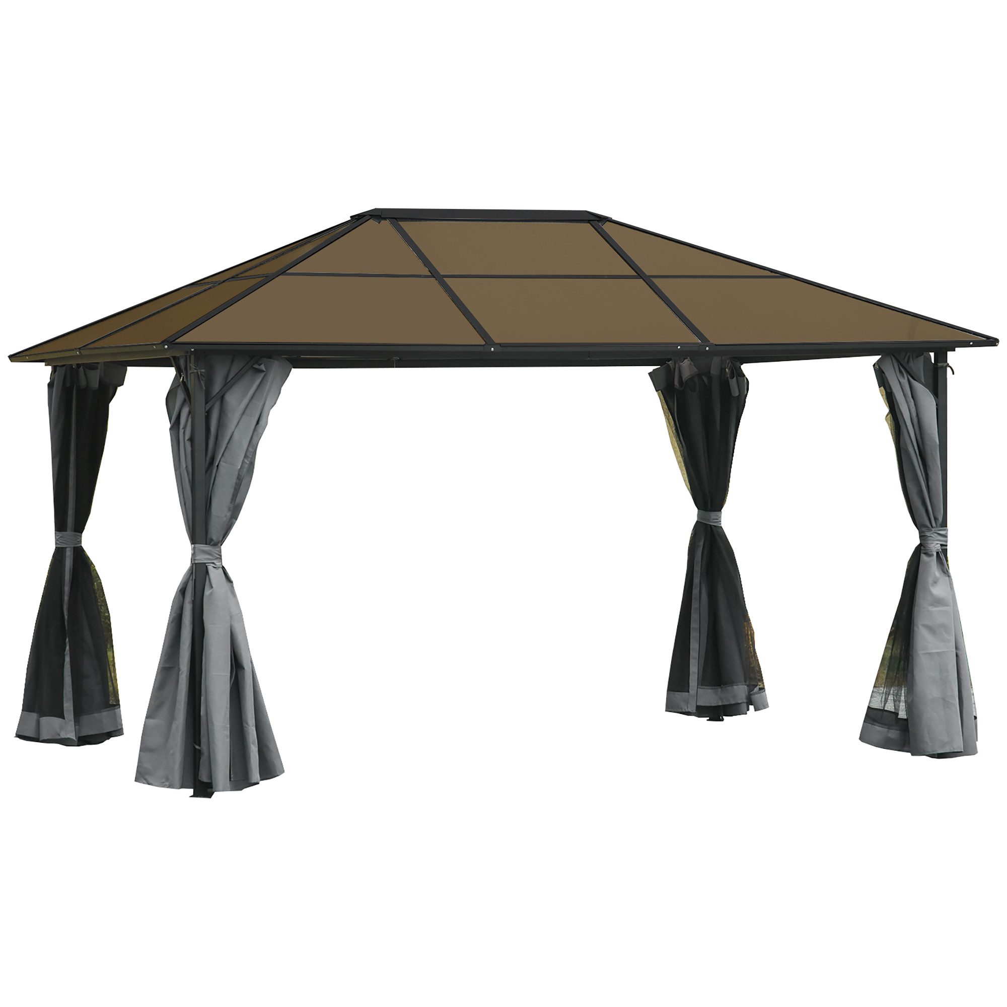 Outsunny Pavillon mit Seitenteilen, PC Dach, günstig online kaufen