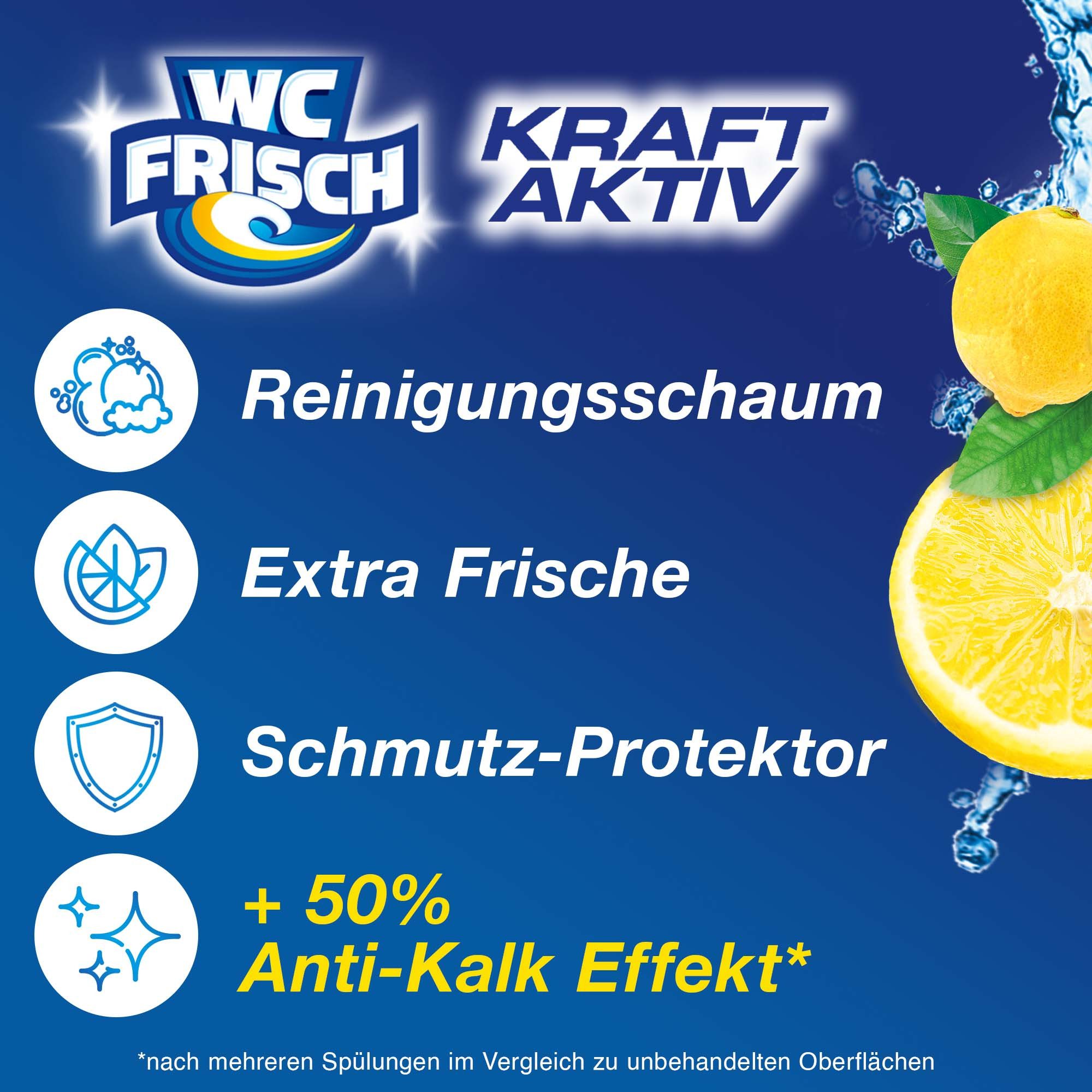 WC Frisch WC FRISCH Duftspüler Lemon Citrus Frische 150g Stein WC-Reiniger (Triopack, [3-St. Klosteine mit + 50% Anti-Kalk Effekt)