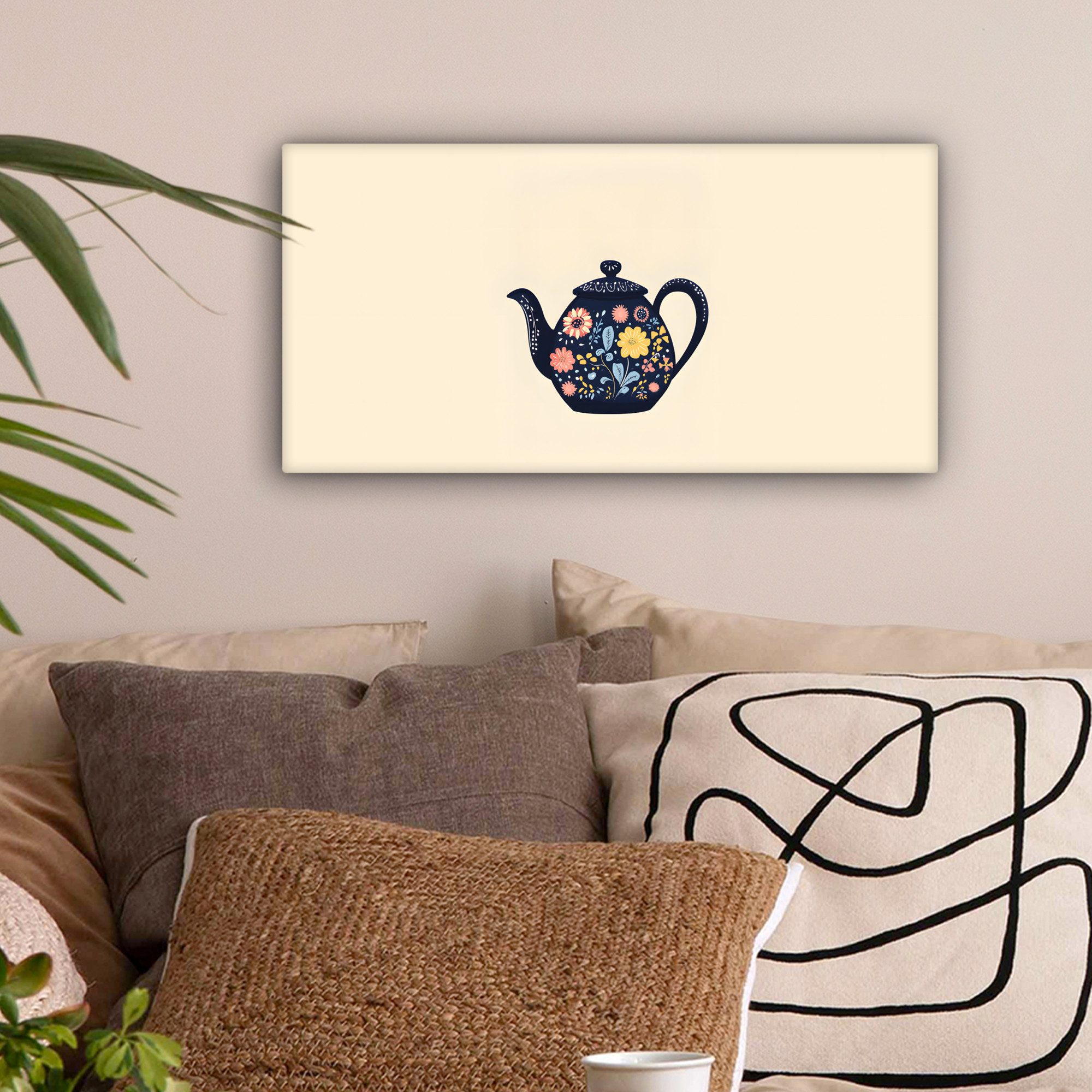 OneMillionCanvasses® Leinwandbild Panorama Teekanne - Bunt günstig online kaufen