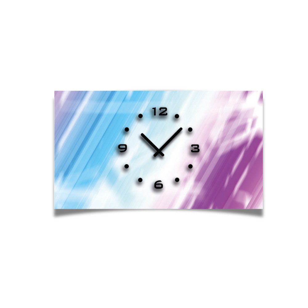 dixtime Wanduhr Abstrakt blau lila pink Designer Wanduhr (Einzigartige 3D-Optik aus 4mm Alu-Dibond)