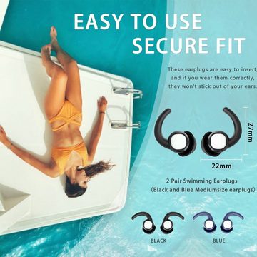 GOLDEN Schwimm-Ohrstöpsel Wiederverwendbare Silikon Komfortable mit Geräuschunterdrückung 2 paar