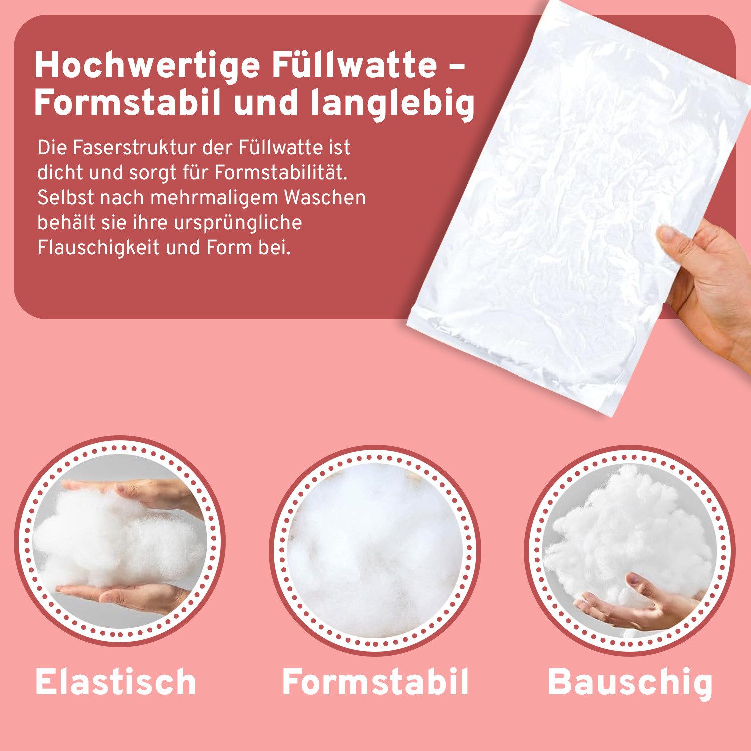 Eve Textile GmbH Kissenfüllung Füllwatte Weich Polyester Füllung Kissen Kuscheltiere DIY-Projekte, Perlenfüllwatte Formstabil Waschbar & Hypoallergen Trocknerge – Bild 4 von 5