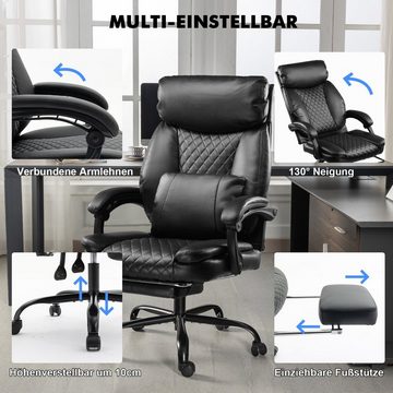 COMHOMA Bürostuhl Ergonomischer Schreibtischstuhl Chefsessel mit Fußstütze, Drehstuhl Gaming-Stuhl, höhenverstellbar, bequem für Office Home Gaming