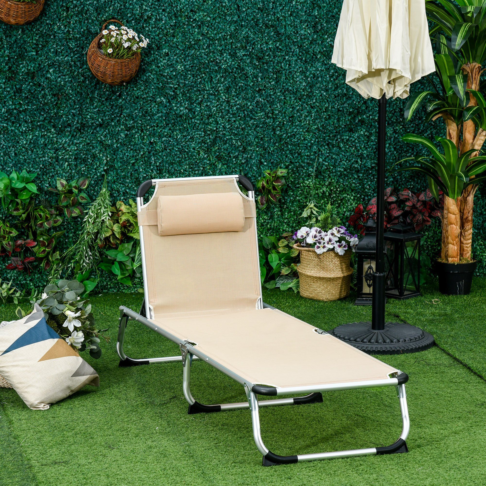 Outsunny Gartenliege Gartenliege 5-stufig verstellbar