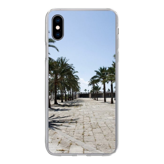 MuchoWow Handyhülle Palmenreihen an einer Strandpromenade in Mallorca Handyhülle Apple iPhone Xs Max Smartphone-Bumper Print Handy