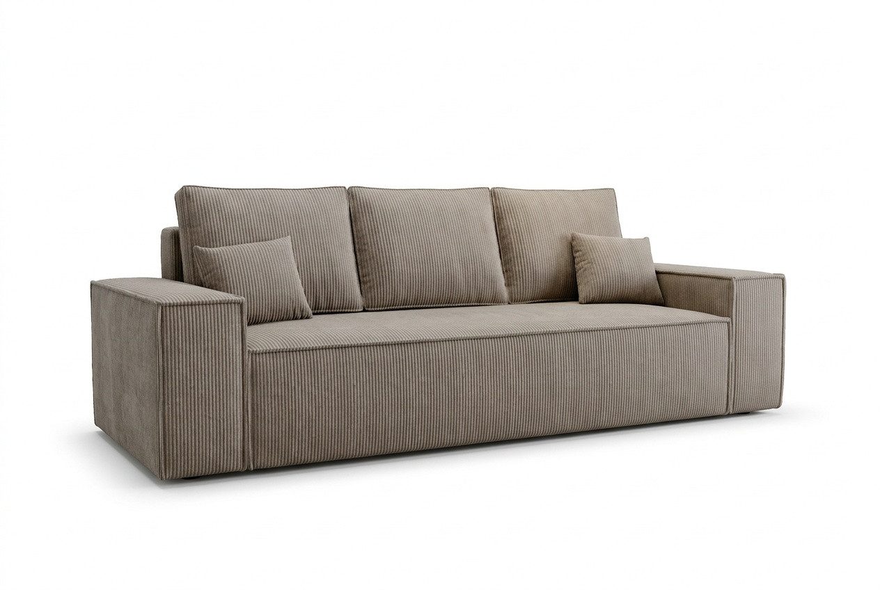 yourhouse24 Big-Sofa OLIMPIA 256 cm, Cord, mit Bettkasten & Schlaffunktion, Cord-Look mit XXL-Bettkasten