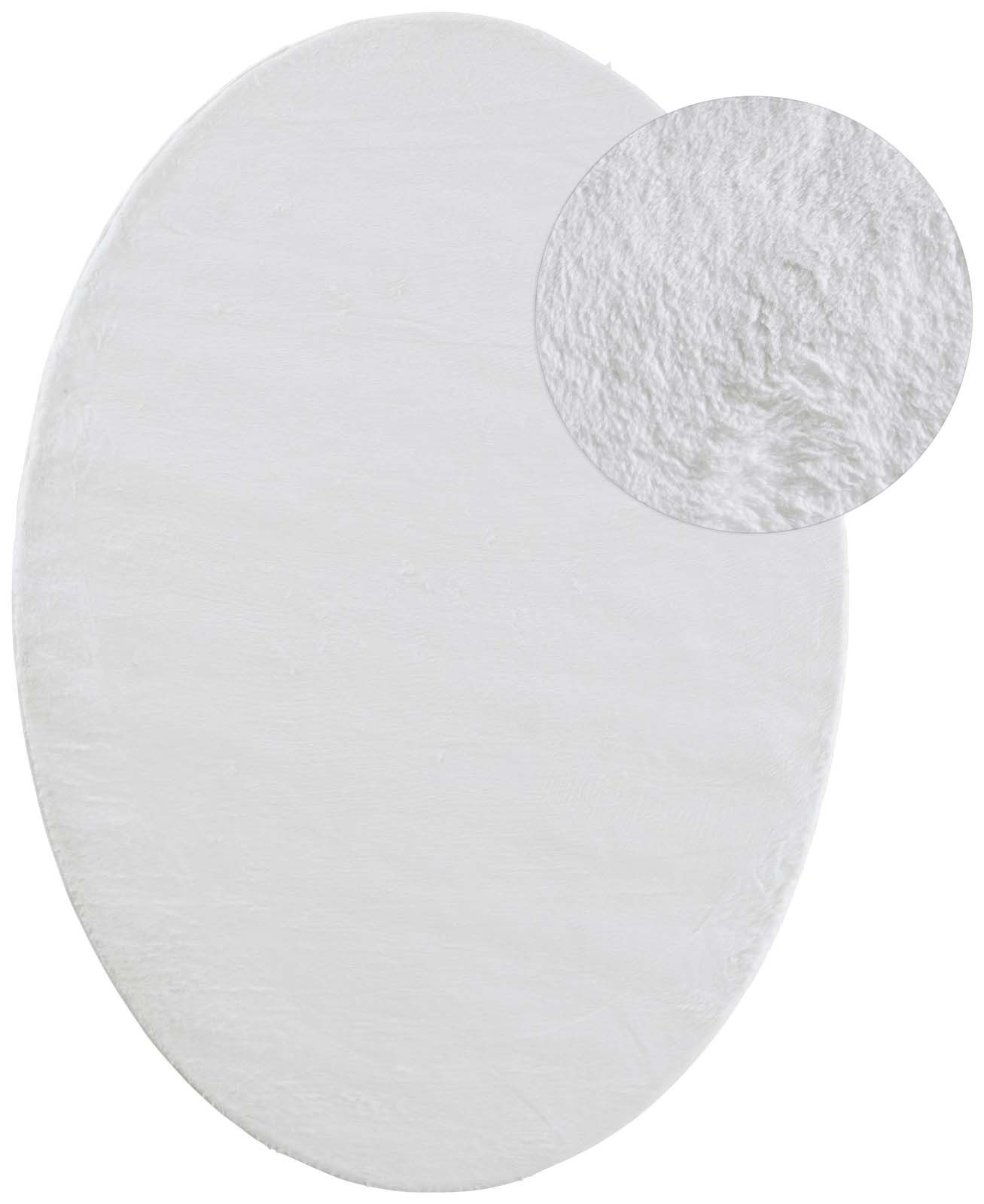 TaraCarpet Teppich Hasenfell Bora Soft, oval, Höhe: 14 mm, Hasenfell weiß Wohnzimmer Schlafzimmer Esszimmer 120X170 oval