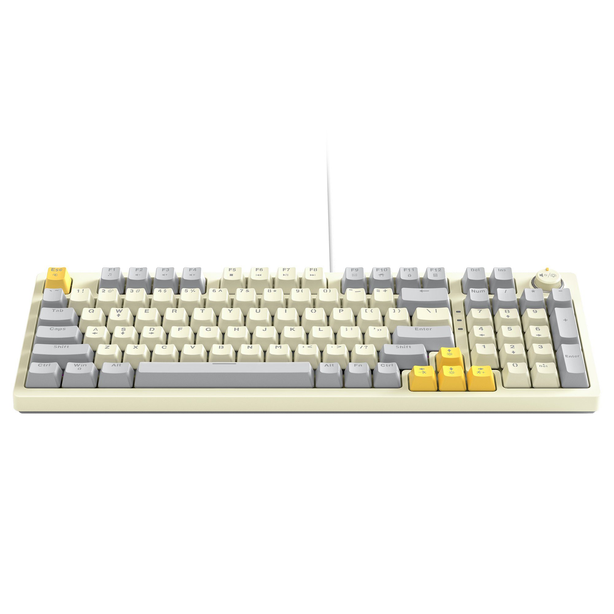 BUMHUM Nicht deutsche mechanische und RGB-Gaming-Tastatur (Zweifarbige Gaming-Tastatur Echte Doppel- Tastatur Kabe) Dreifarbige mit Weiß Tastatur,RGB-Beleuchtung