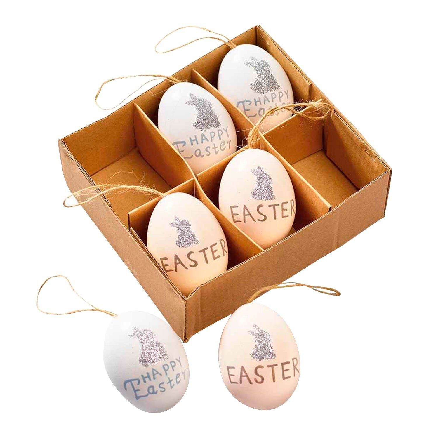 Set Osterdeko Easter mitienda 6er Dekostern Happy Eier