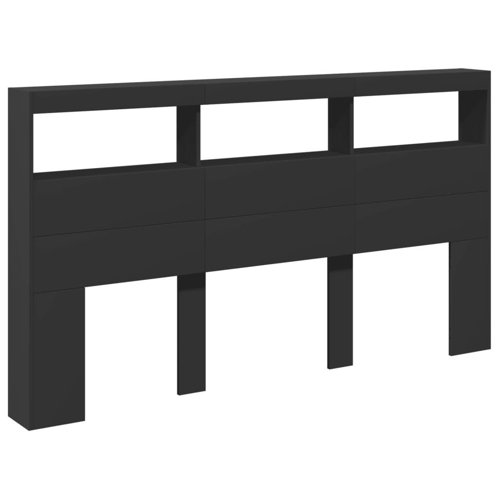 vidaXL Bett LED-Kopfteil mit Ablagen Schwarz 180x17x102 cm (1-tlg)