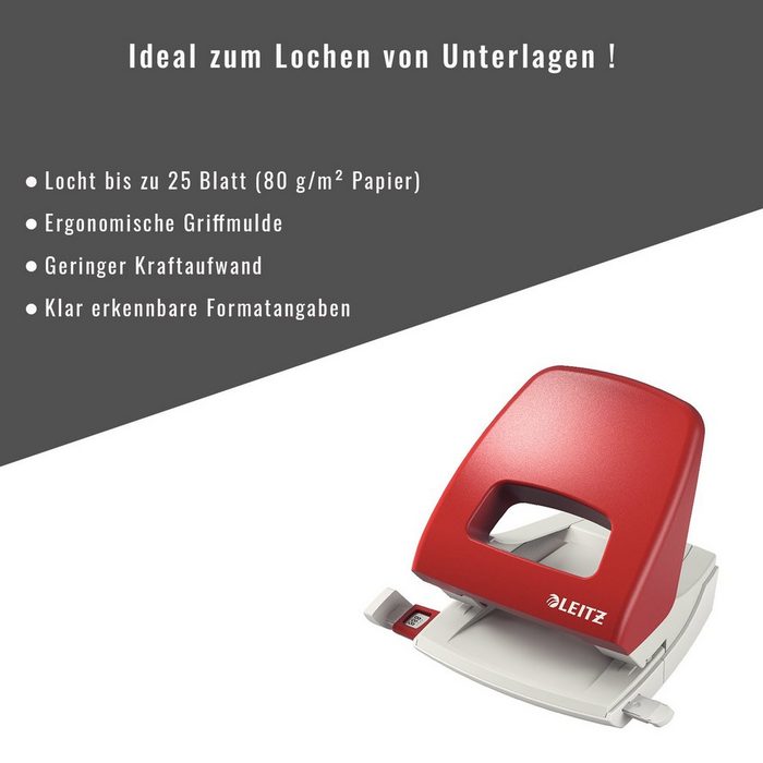 LEITZ Lochstanzer NeXXt Bürolocher für 25 Blatt Locher fürA4 A5 A6