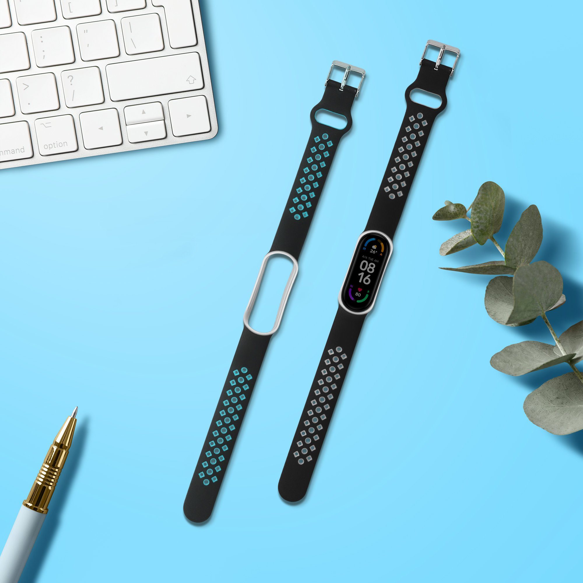 kwmobile 2x Uhrenarmband für Xiaomi Mi Smart Band 6/Mi Band 6/Band 5 Armband Smartwatch, 2-tlg., Fitnesstracker Band Set aus TPU Silikon - Ersatzarmband Smartwatch