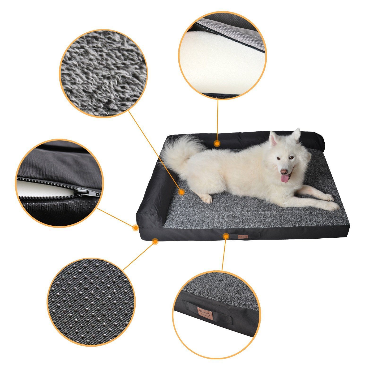 M-Diamant Tierbett Hundebett Waschbares orthopädisches Haustierbett Hunde Katzen, Plüsch, Rutschfest & atmungsaktiv – Bild 5 von 5