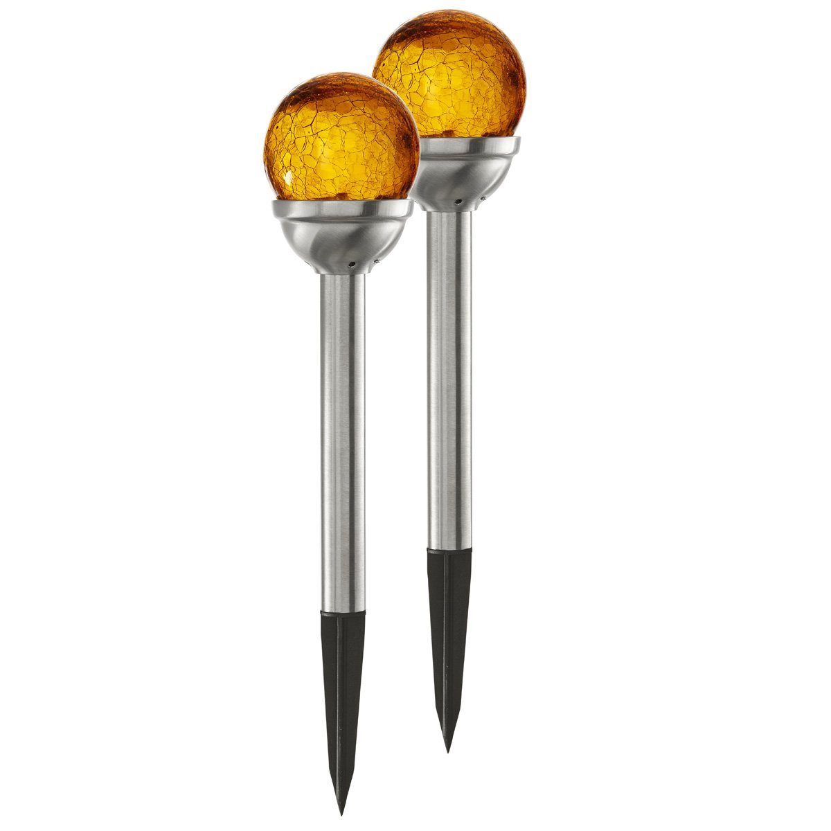 Solarkugel - Gartenstrahler - LED - Gartenspieß Classic, - 26,5cm Set, STAR LED Lichtsensor amber LED TRADING gelb 2er