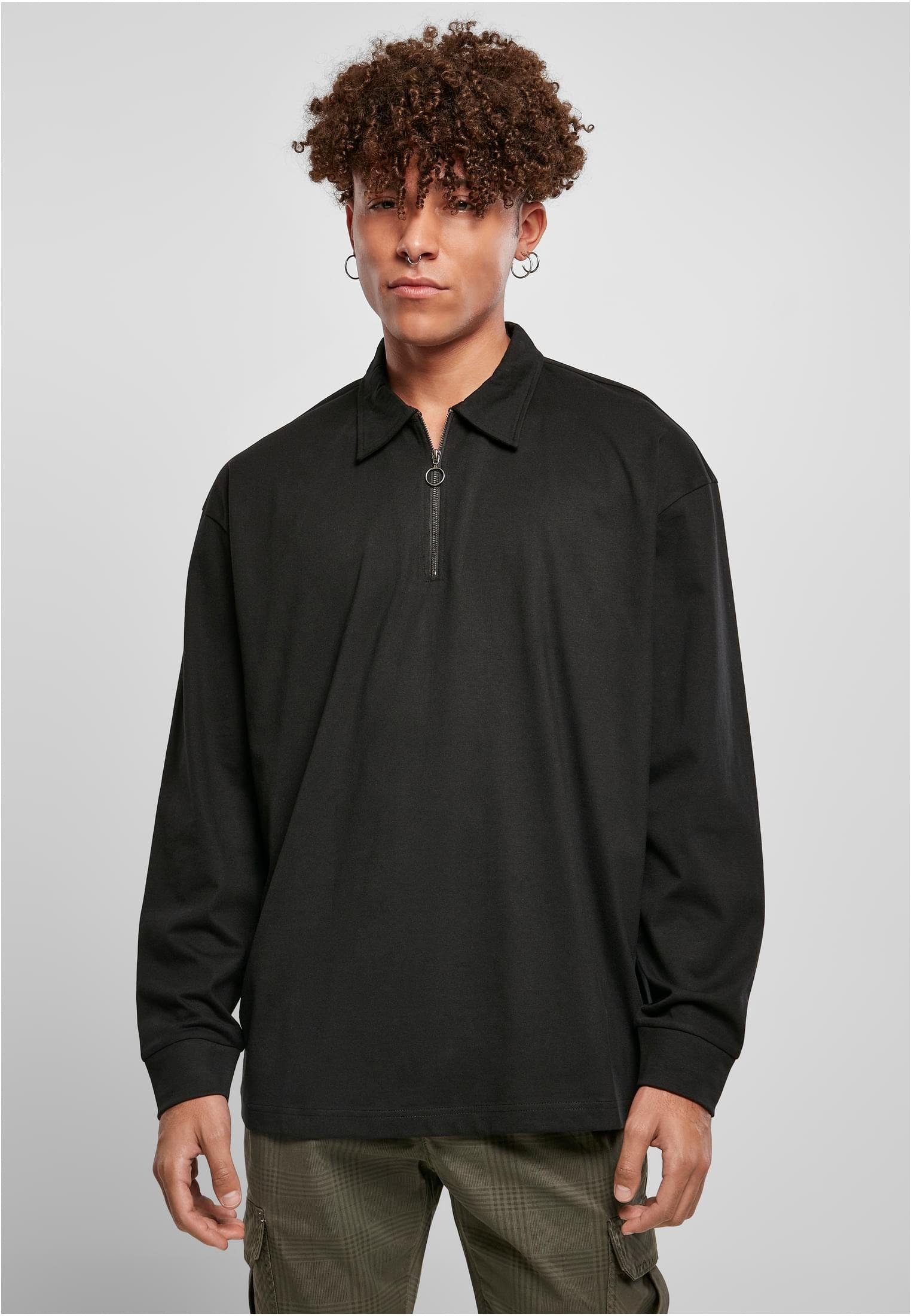 URBAN CLASSICS T-Shirt Herren Organic Heavy Collar Longsleeve (1-tlg) black