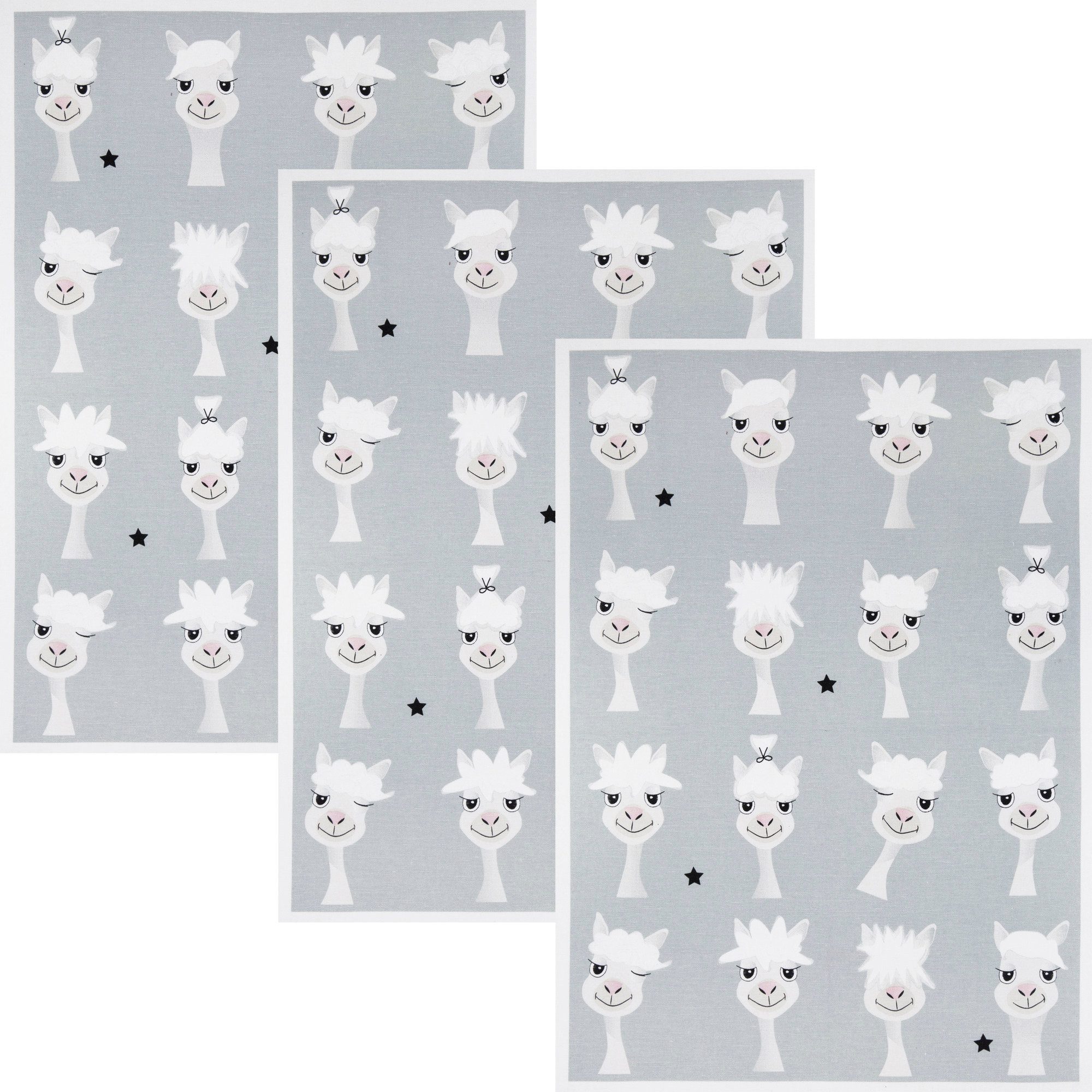 Kracht Geschirrtuch Geschirrtuch "Bad Hair Day" 3er-Pack, Halbleinen Motiv günstig online kaufen