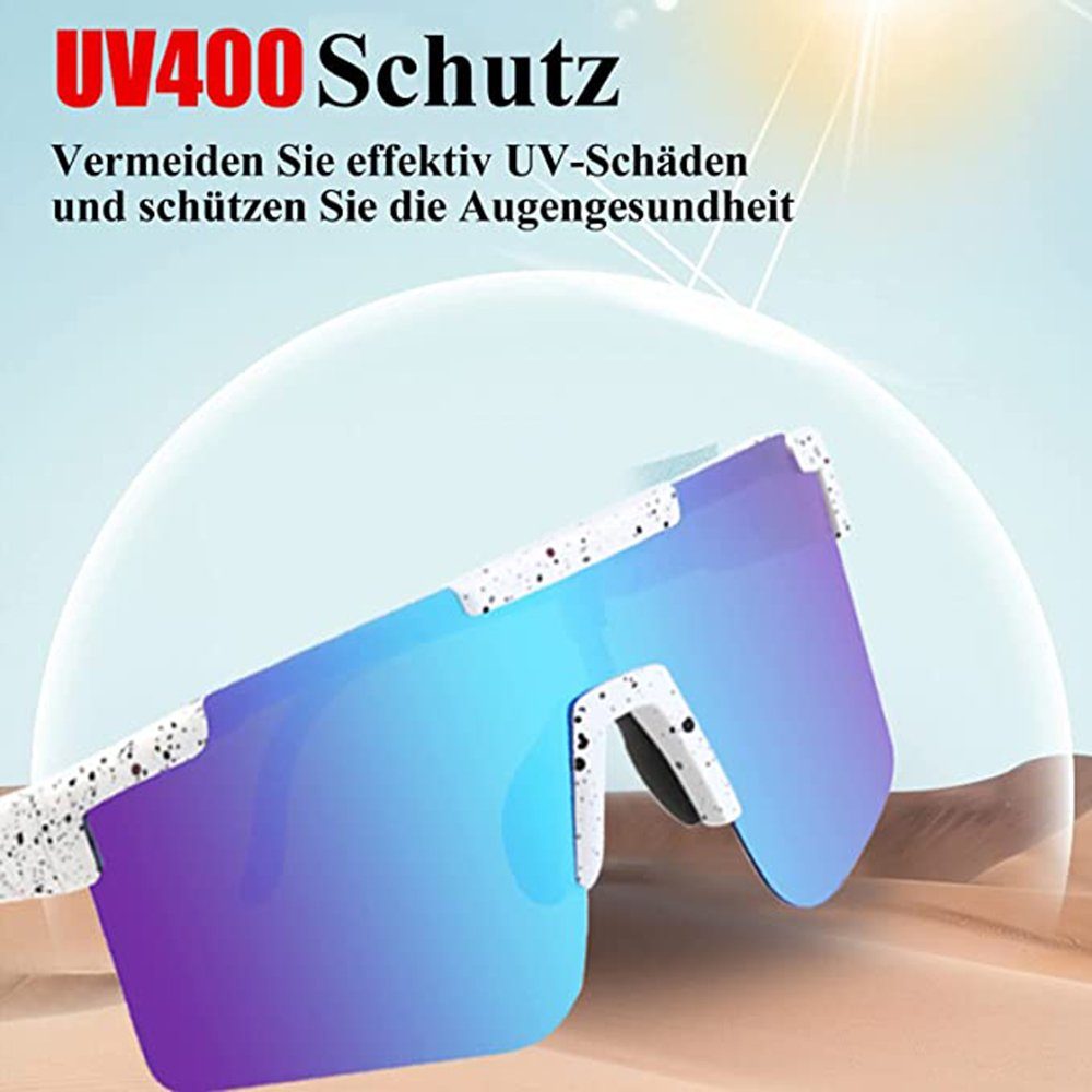 ‎‎Weiß(Stil Bügel, GelldG mit 1) Sonnenbrille Fahrradbrille UV-Schutz Fahrradbrille, Herren Fahrrad Verstellbarem
