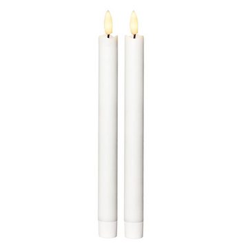 MARELIDA LED-Kerze LED Stabkerzen Echtwachs Tafelkerzen flackernd H: 25cm Timer weiß 2St (2-tlg)