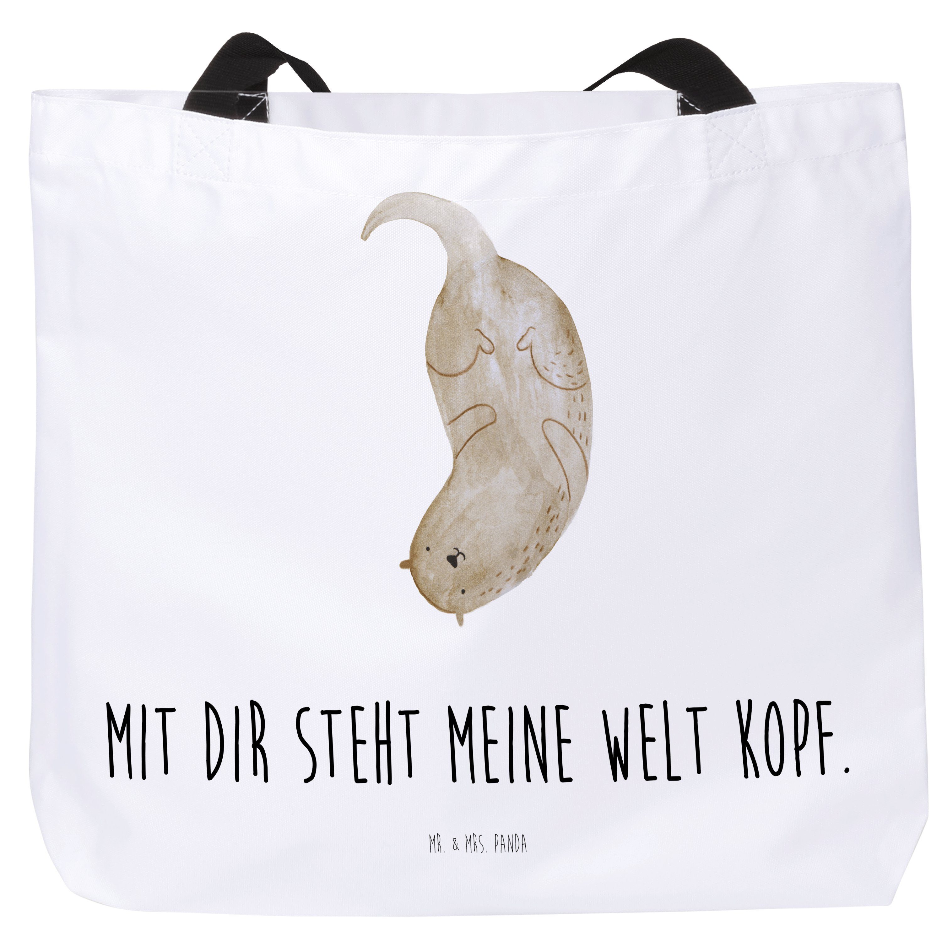 Mr. (1-tlg) - & Freizeittasche, Panda Geschenk, Fischotte niedlich, kopfüber Weiß - Mrs. Shopper Otter