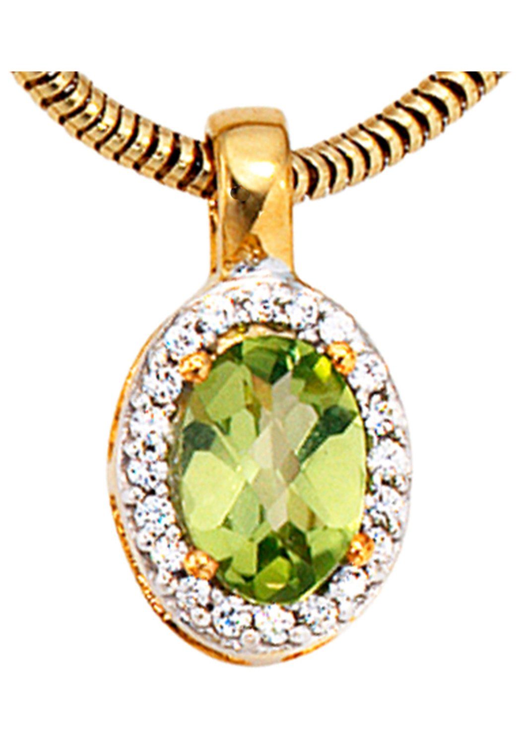 JOBO Kettenanhänger Anhänger oval, 585 Gold bicolor mit 20 Diamanten und Pe günstig online kaufen