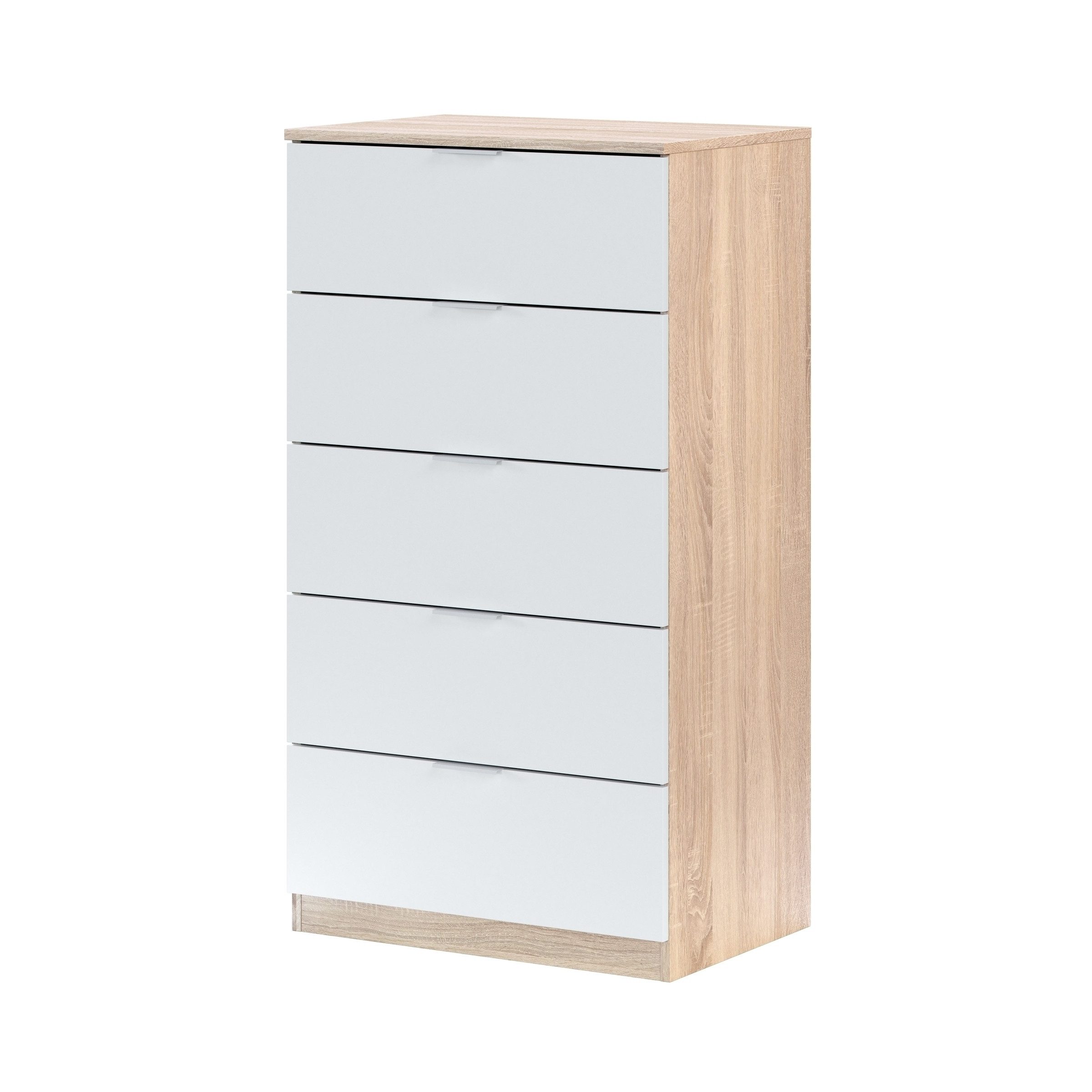 freiraum Hochkommode CHEST, in Weiß / Canadian Eiche Dekor - 60x110x40 (BxHxT)