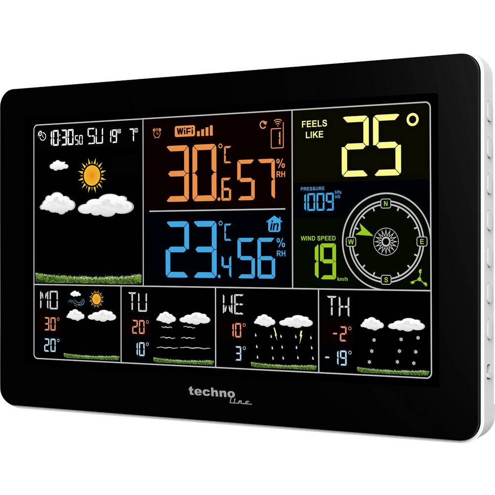Techno Line Wetterstation WLAN-Wetterstation Vorhersage für 4 Tage Anzahl Wetterstation