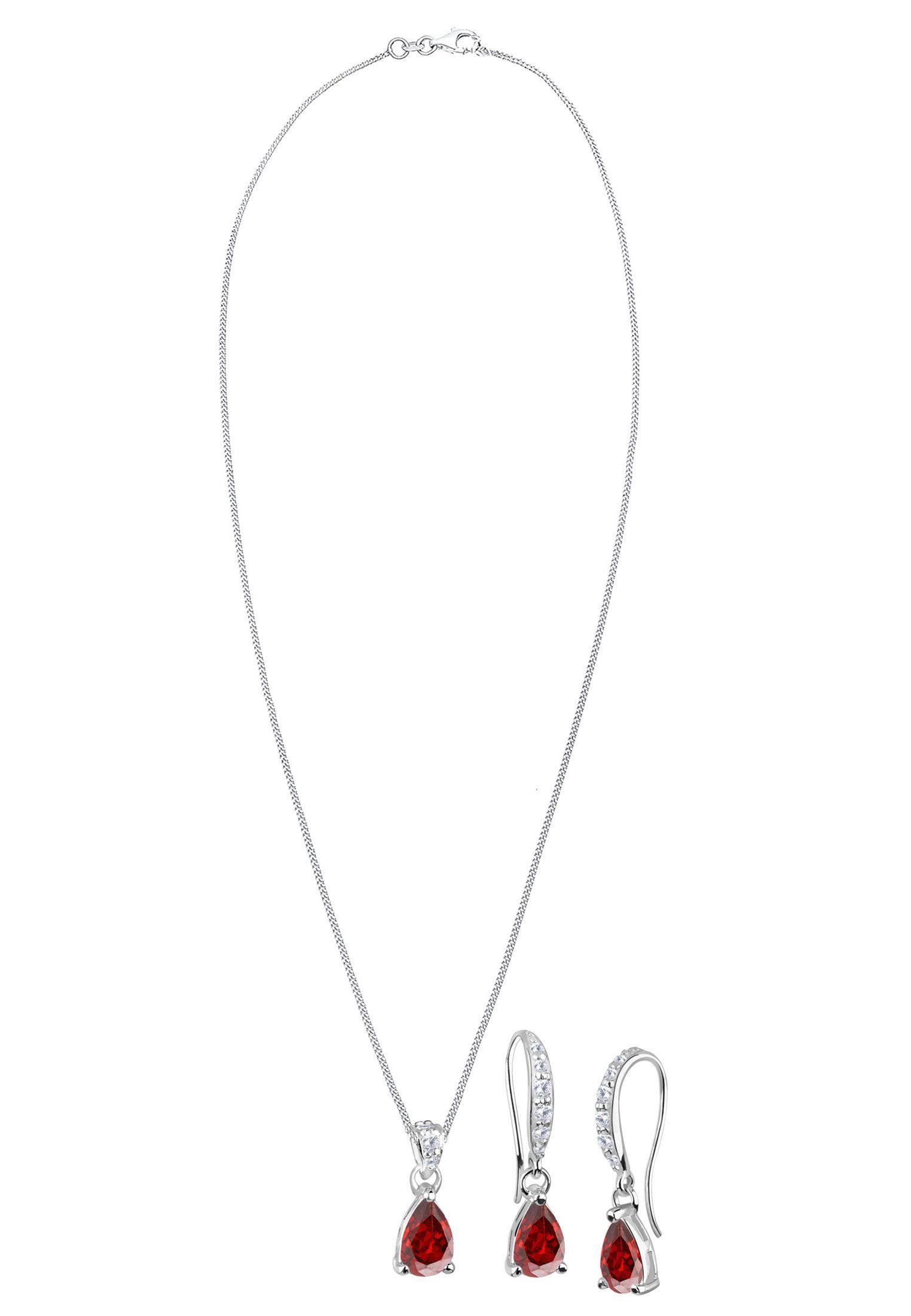 Elli Schmuckset Ohrhänger und Anhänger mit Zirkonia 925 Sterling Silber, Tropfen