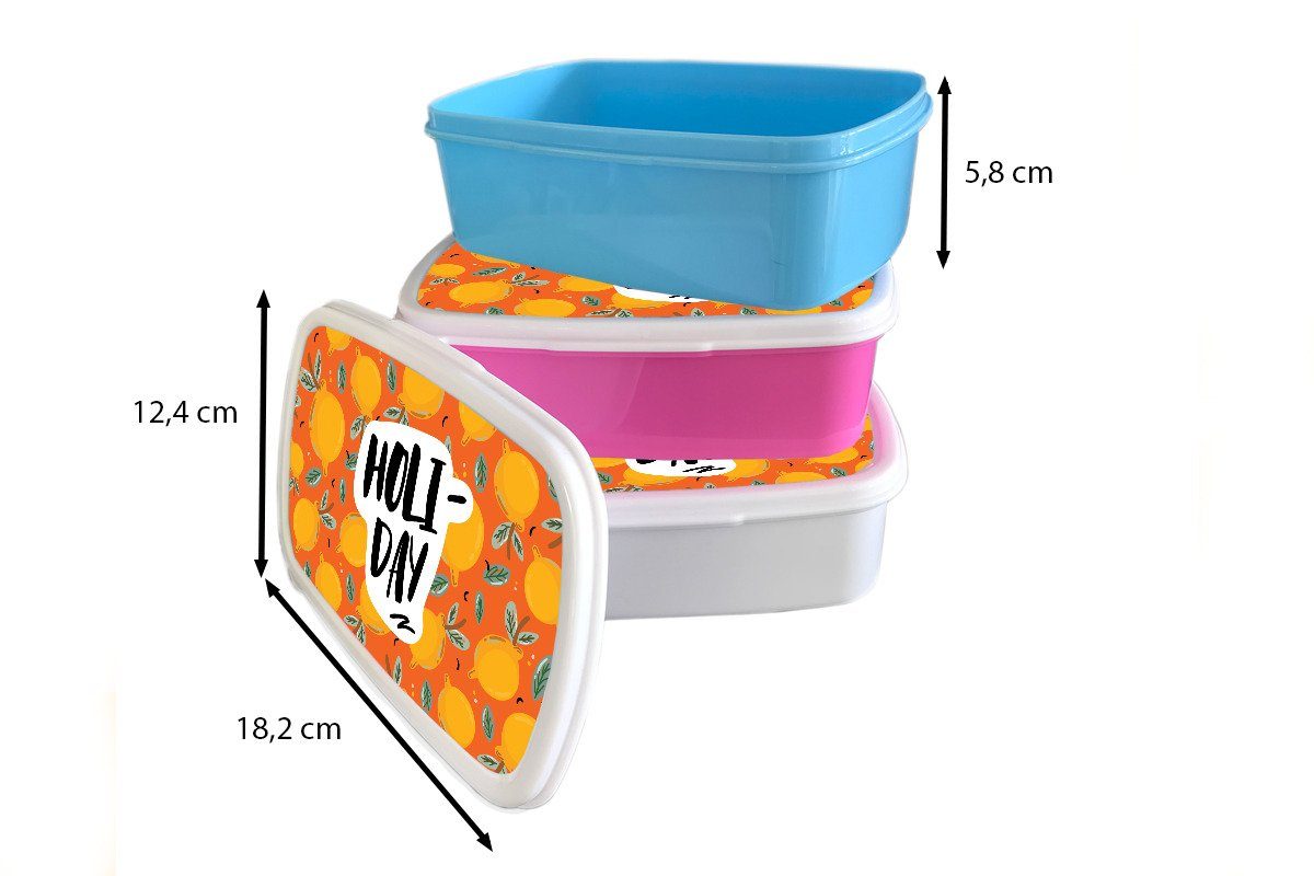 Zitrone für - Snackbox, Sommer MuchoWow Erwachsene, Mädchen, Brotdose - Kinder, Orange, Kunststoff, (2-tlg), rosa Kunststoff Brotbox Lunchbox