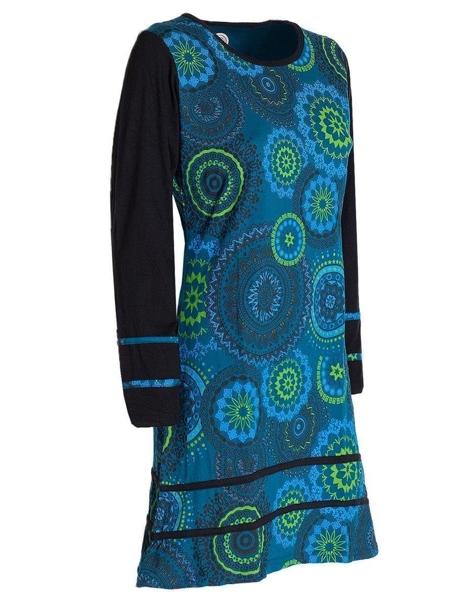 Vishes Jerseykleid Langarm Longshirt-Kleid Sweatkleid Shirt-Kleid Madalas Hippie, Ethno, Elfen, Retro Style