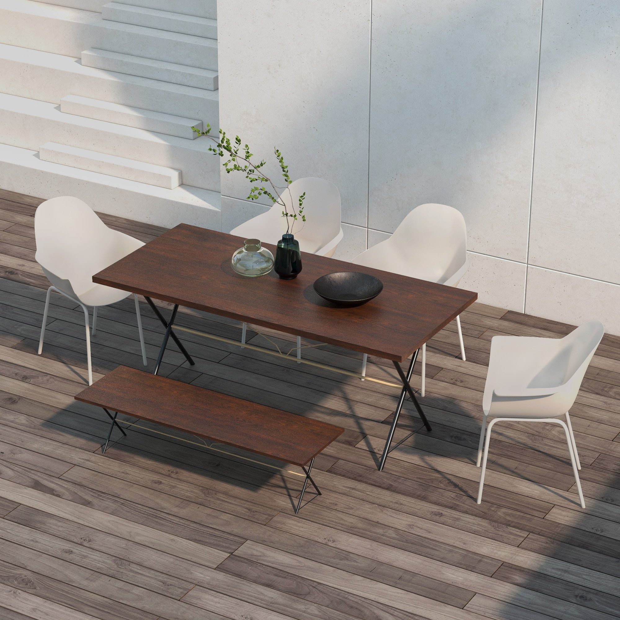Outsunny Gartenstuhl Terrassenstühle mit Rückenlehne und günstig online kaufen