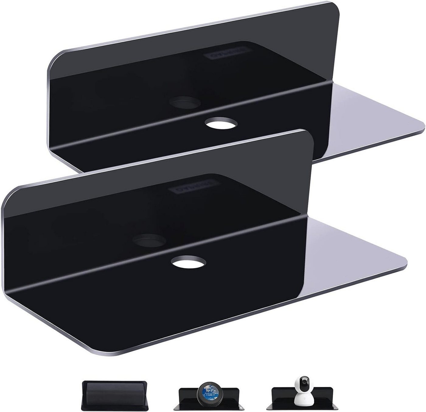 Diwzbyn Wandregal 2er Set Wandregal Ohne Bohren Schweberegal, aus Acryl, 2-tlg., Badezimmer Regal Zum Kleben Bücherregal Bad Regal Selbstklebend
