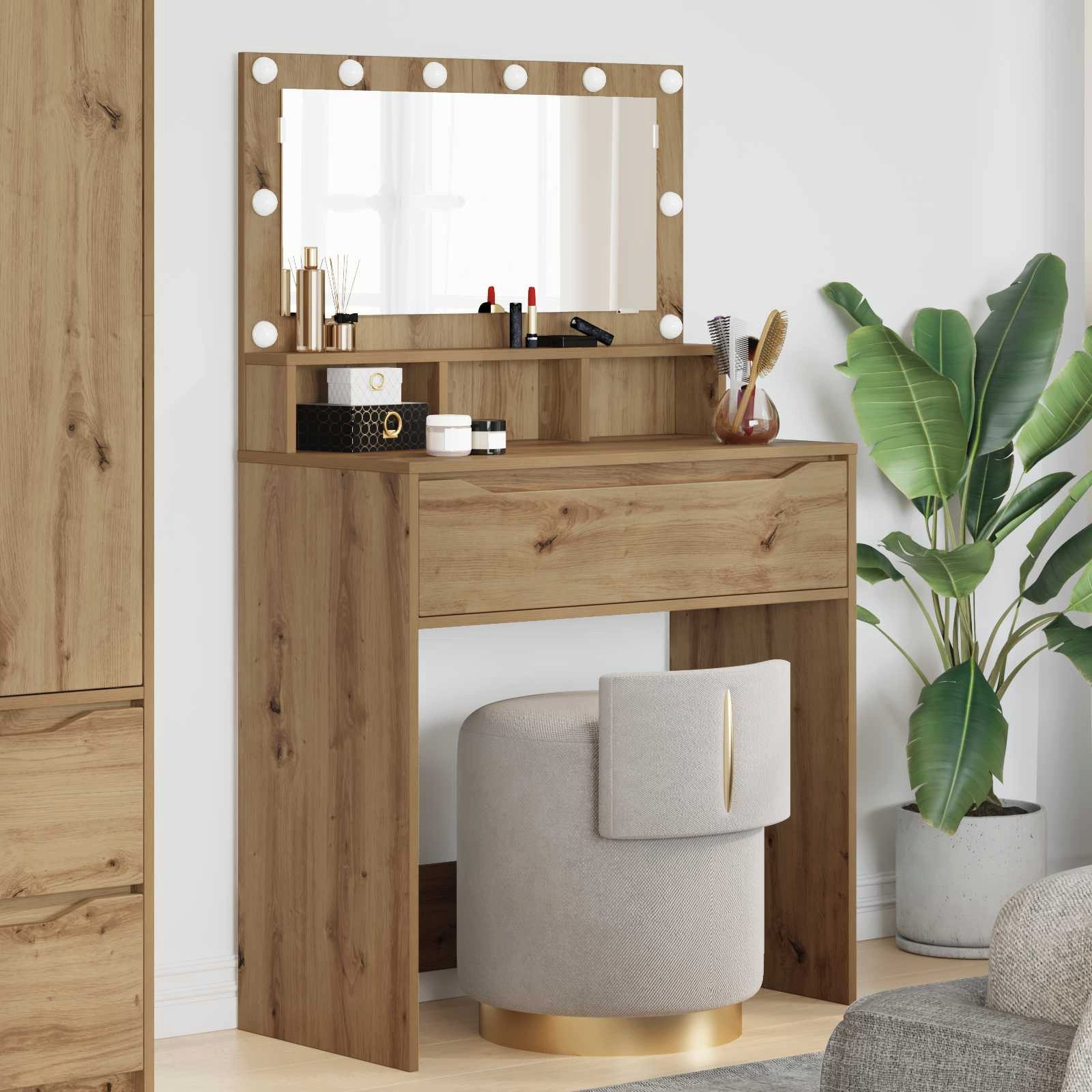 vidaXL Schminktisch Schlafzimmer-Frisiertische Artisan-Eiche 80 x 39,6 x 135 cm (1-St)
