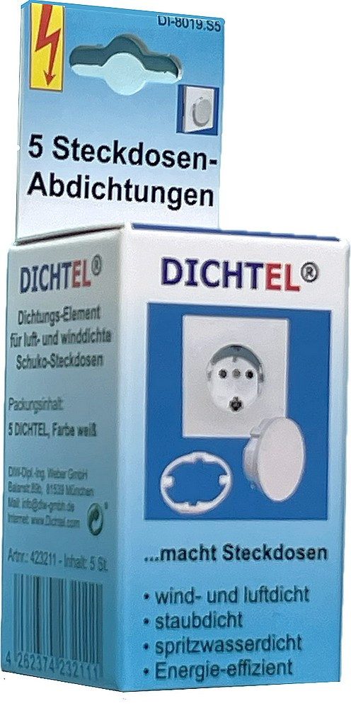 DICHTEL Steckdosenblende 5 weiße Steckdosen Abdichtungen 3D-Silikondichtung DICHTEL DI-8019.S5, Kunststoff, (Spar-Set, 5 tlg., Set enthält 5 weiße Steckdosenabd – Bild 5 von 5