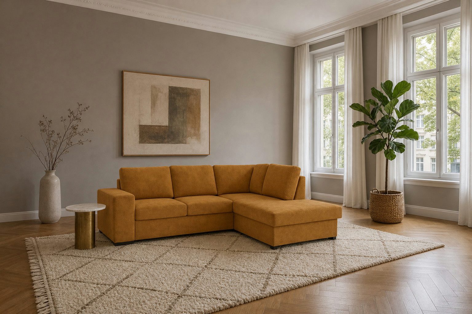 foamnova Schlafsofa Salo, Ottomane links/rechts, B 248 cm, Rückenteil statt zweiter Armlehne zum bequemen Anlehnen