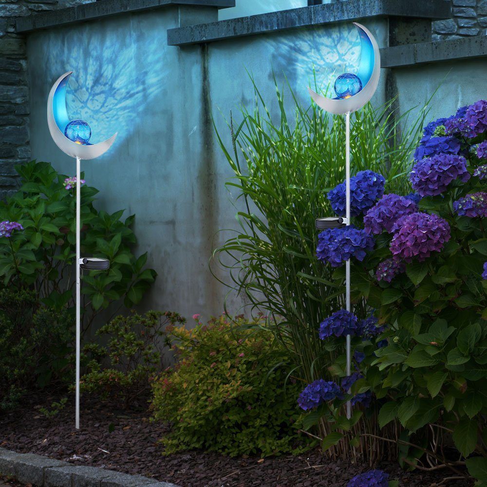 etc-shop LED Außen-Stehlampe, LED-Leuchtmittel fest verbaut, Kaltweiß, Solar Fackeln Mond Garten Gartendeko Solarlampe