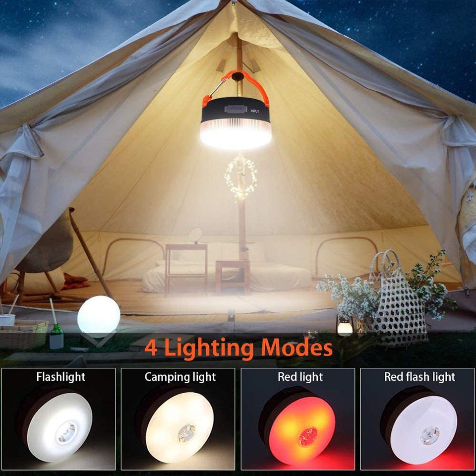 USB Wiederaufladbare Campinglampe Licht Laterne Zelt Lampe Wasserdicht DE 