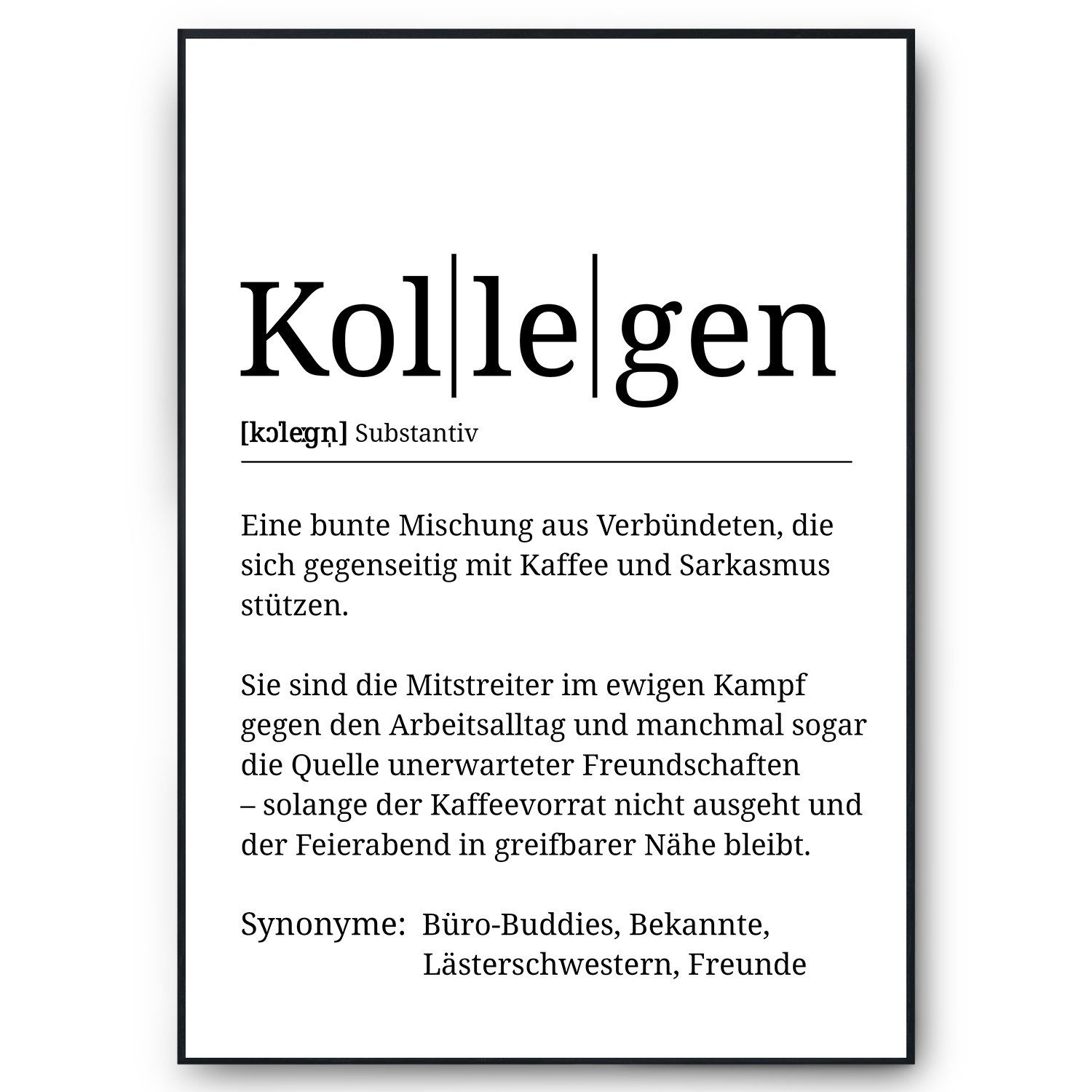 Tigerlino Poster Kollegen Definition Mitarbeiter Geschenk günstig online kaufen