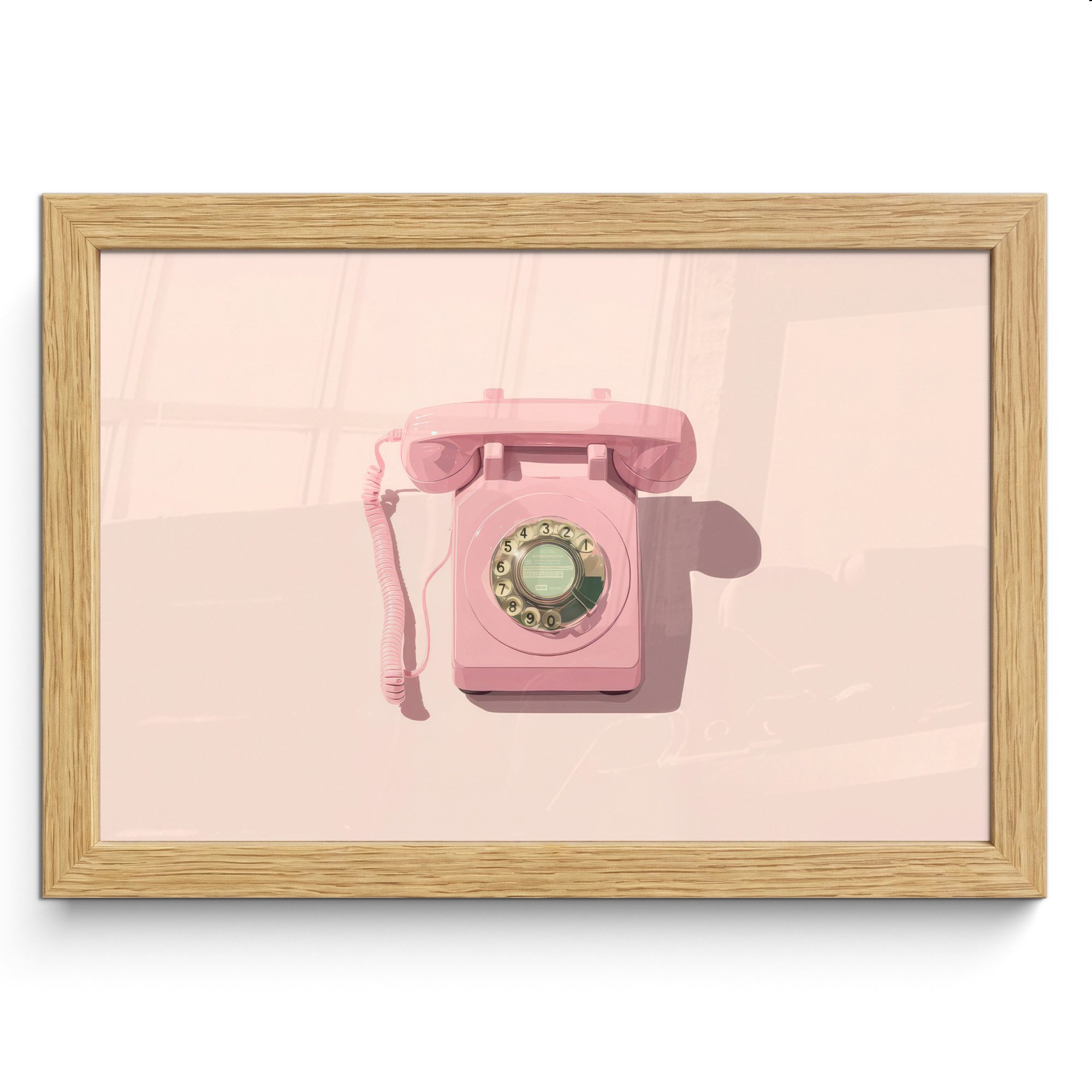 MuchoWow Poster Drehbares Telefon - Retro - Rosa, (1 St), Wandbilder, Deko Wohnzimmer Schlafzimmer, 30x20 cm