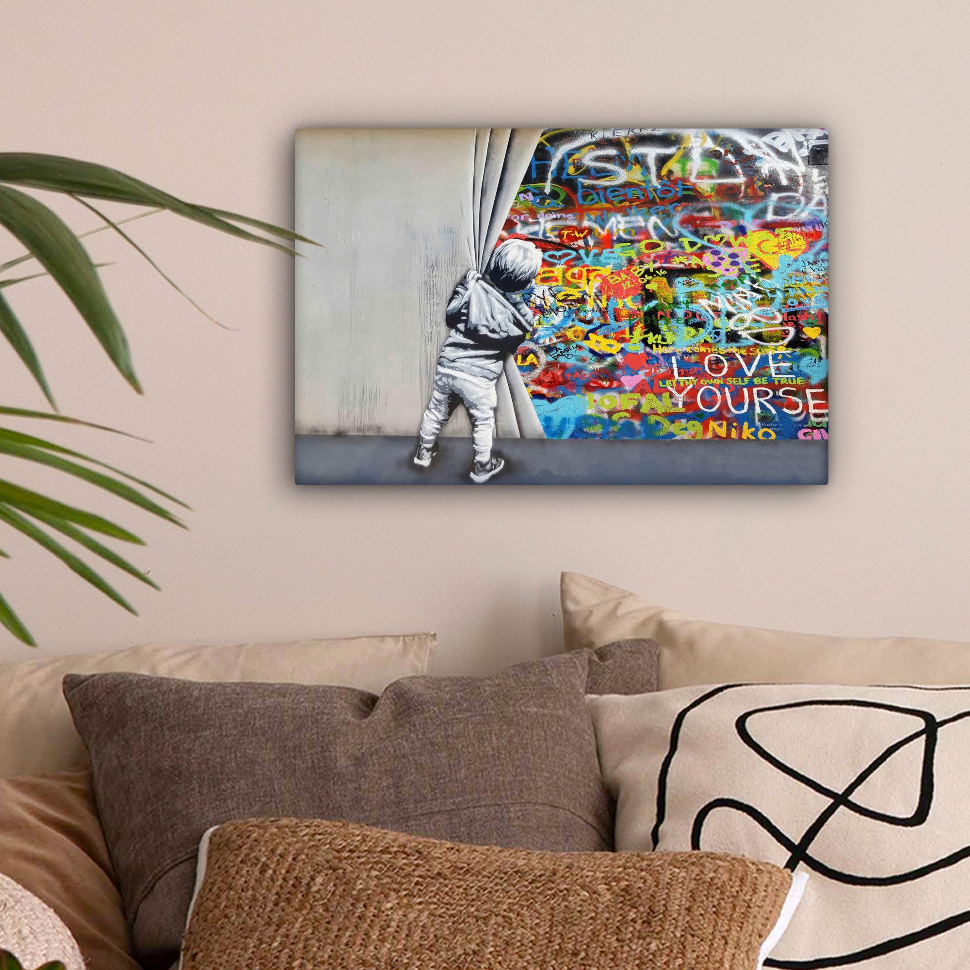 OneMillionCanvasses® Leinwandbild Graffiti - Junge - Ilussie - Straßenkunst günstig online kaufen